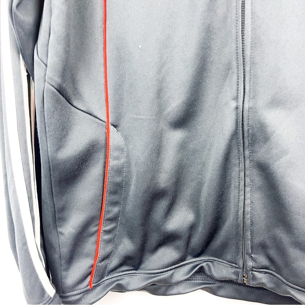 Adidas Long Sleeve Zip-Up Grey & Orange/Red Athletic Jacket - Picture 3 of 10